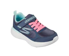 Girls Skechers Gorun 400 V2- Gusto Racer-Mx Charcoal/Aqua Kids Sneaker Shoes Synthetic - Charcoal/Aqua