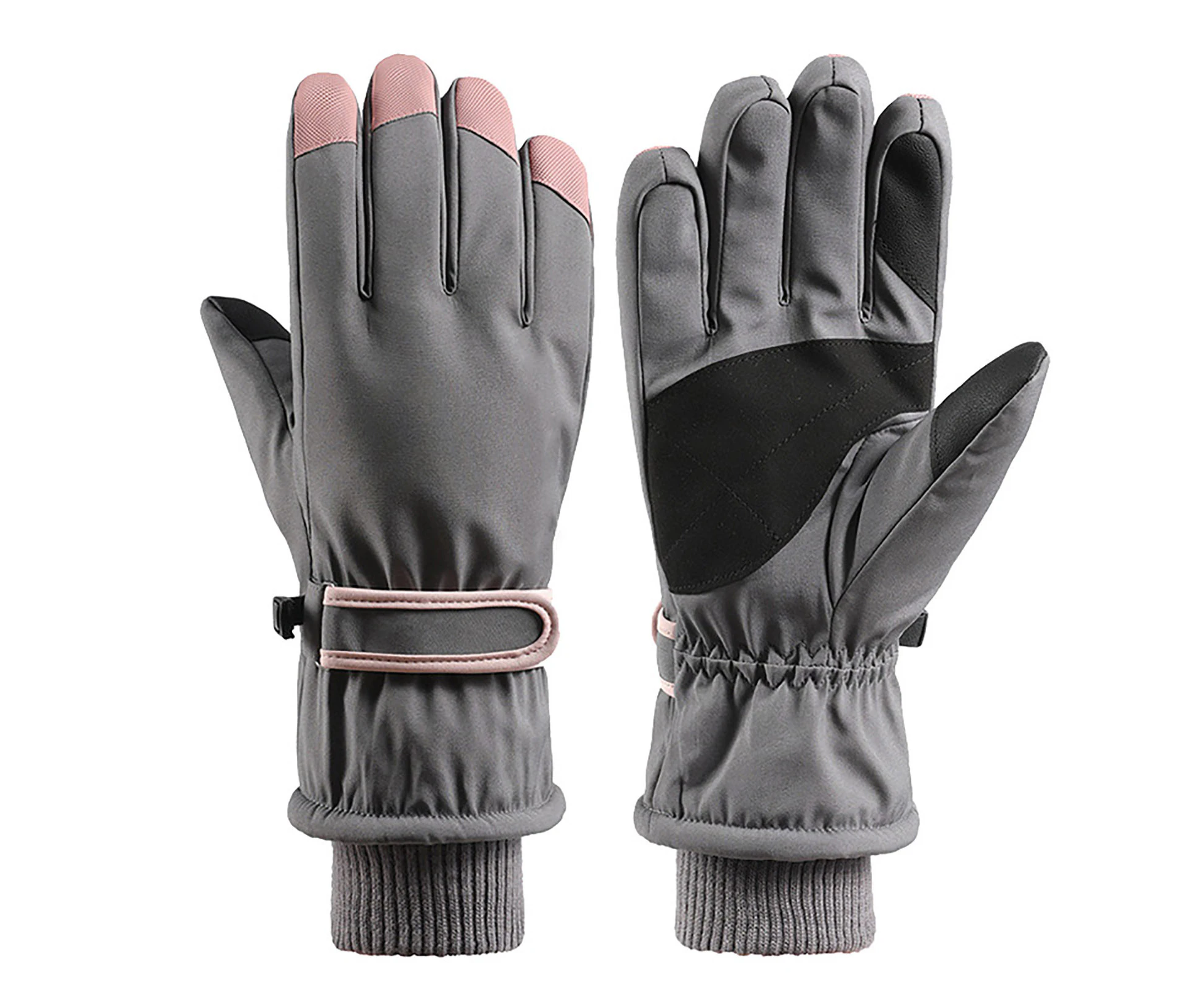 Women Waterproof Winter Warm Gloves Skiing Cycling Riding Touch Screen Mittens-Grey - Grey