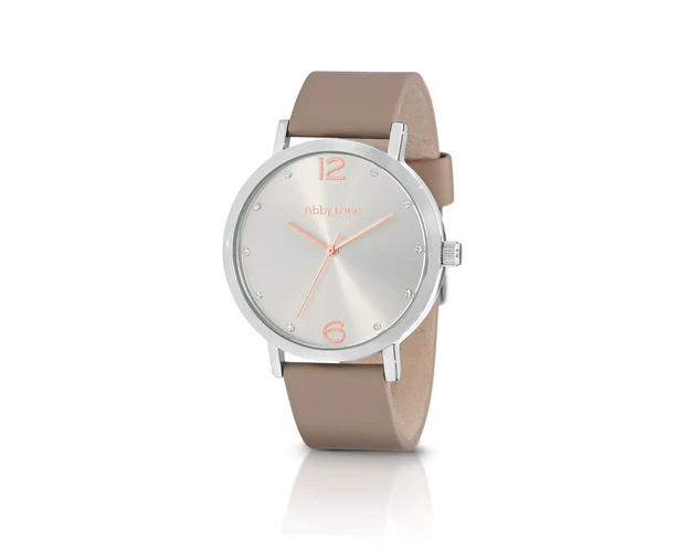 Abby Lane 'Audry'Collection Ladies Watch Silvertone Case with Silver Dial and Rose Gold Accents