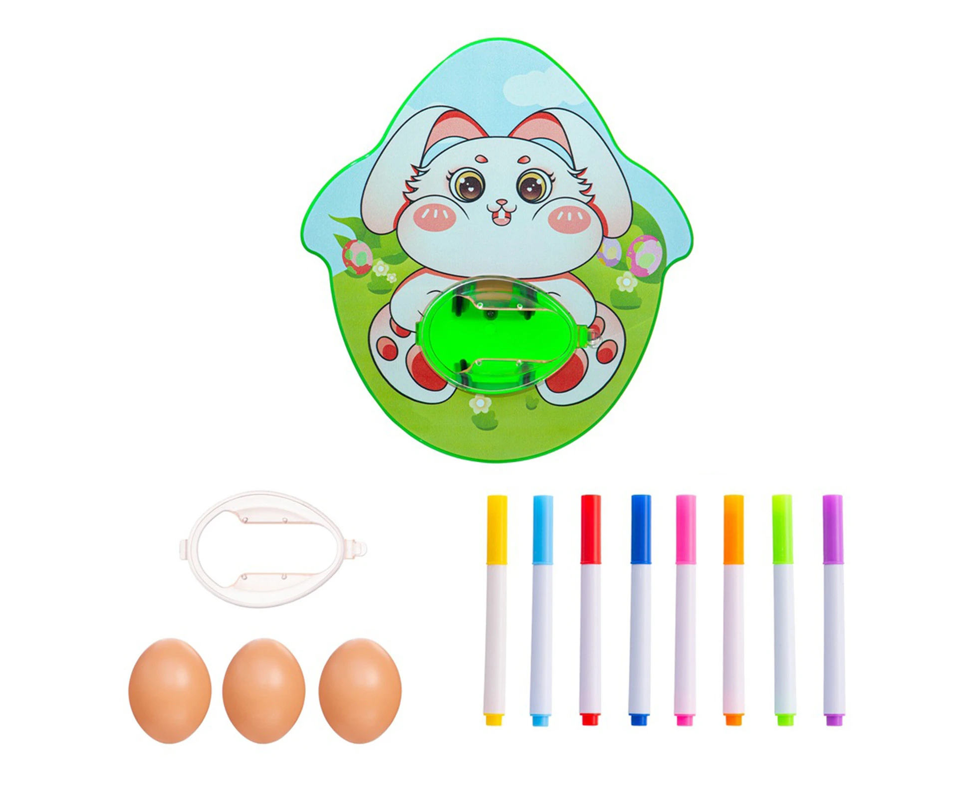 1 Set DIY Egg Toys Manual with Pen Hand-eye Coordination Color Cognition Brain Development Entertainment Smooth Surface Easter Egg Machine-C