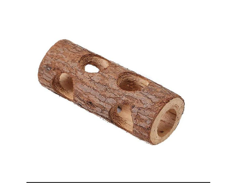 Natural Wooden Hamster Tunnel Exercise Tube Chew Toy Forest Hollow Tree Trunk(1pcs, Brown)