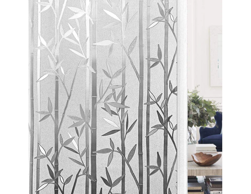 Bamboo Window Film For Privacy Frosted Glass 3D Decorative Look Static Cling Bamboo Window Film,45cm*2m