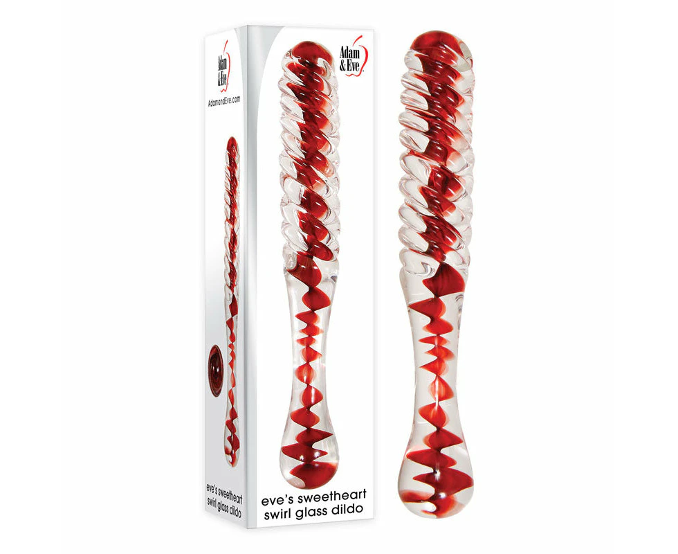 Adam & Eve Sweetheart Swirl Glass Dildo - /Red Glass 22 cm Dildo