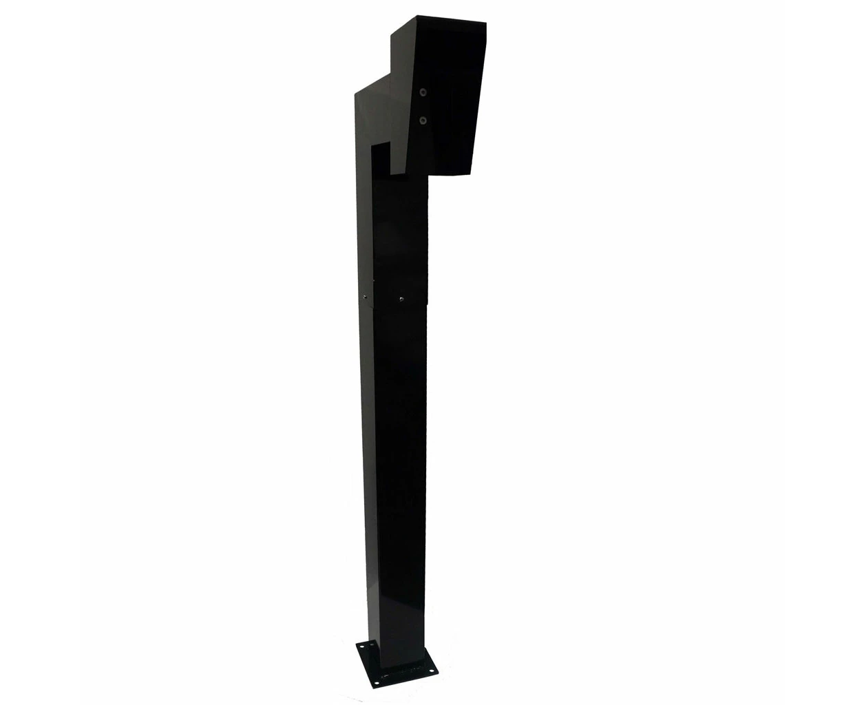 Powder Coated Black Keypad Mounting Post - 1150mm High - Gooseneck Pedestal with Bolt Down Base