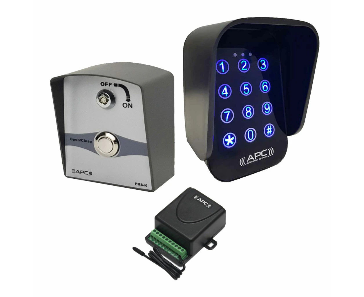 APC Wireless Keypad and Wireless Single Push Button Switch with Reciever Combo