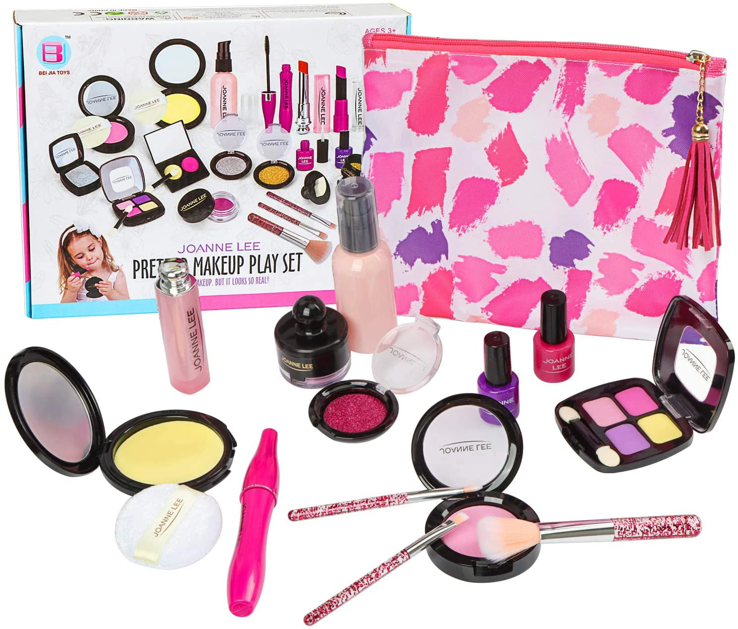 Makeup For Kids Cosmetic Toys Kit For Girls Toddlers Makeup Play Set For Kids With Cosmetics Bag Princess Play Game Christmas Birthday Gifts Toys For Littl