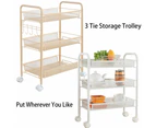 White 3 Tier Removable Kitchen Trolley Rack Holder Storage Shelf Organizer Wheels