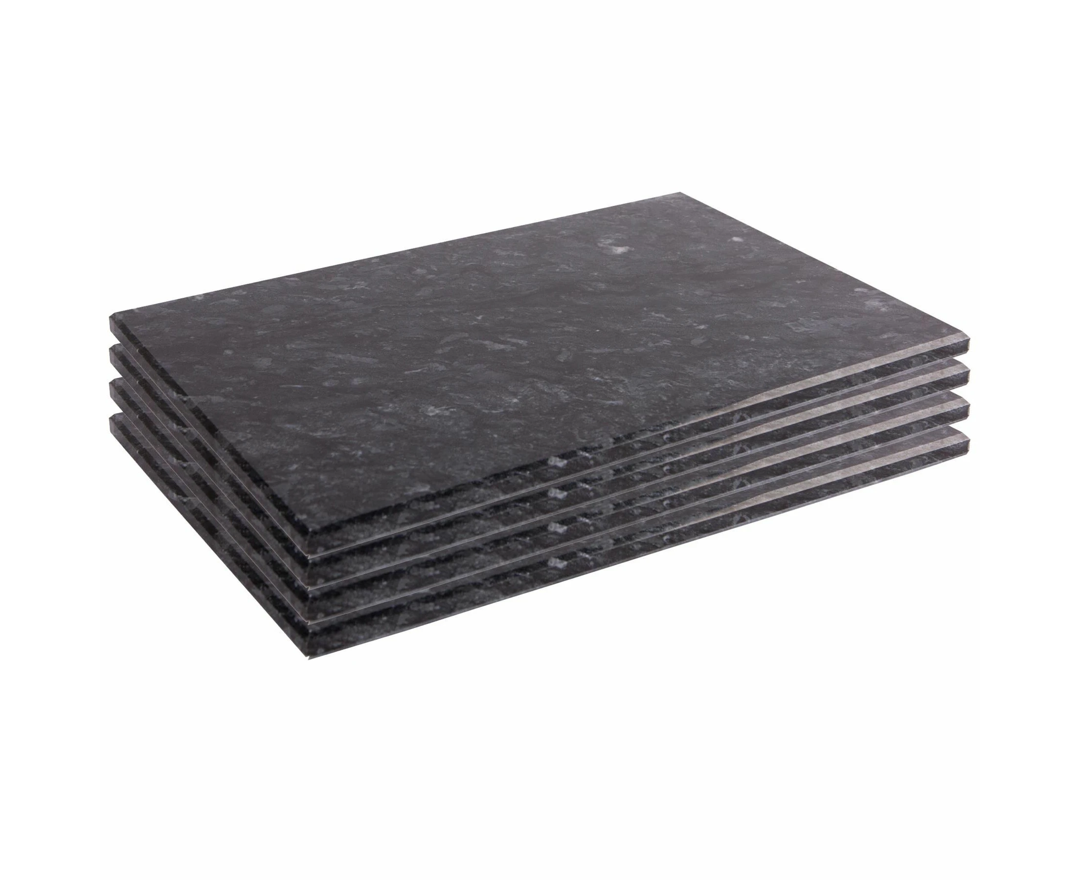 Argon Tableware Marble Rectangle Placemats - 30cm x 20cm - Black - Pack of 4