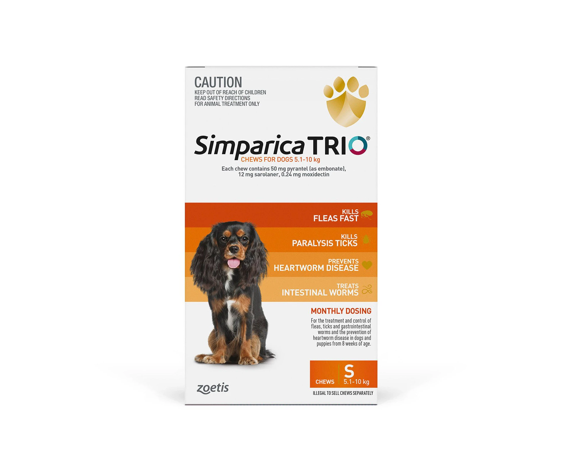 Simparica TRIO for Small Dogs 5.1 to 10 Kg (Orange) 6 Chews