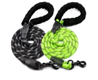 2 Pack Strong Dog Leash Pet Leashes Reflective Leash For Small Medium Large Dog-Black&Green