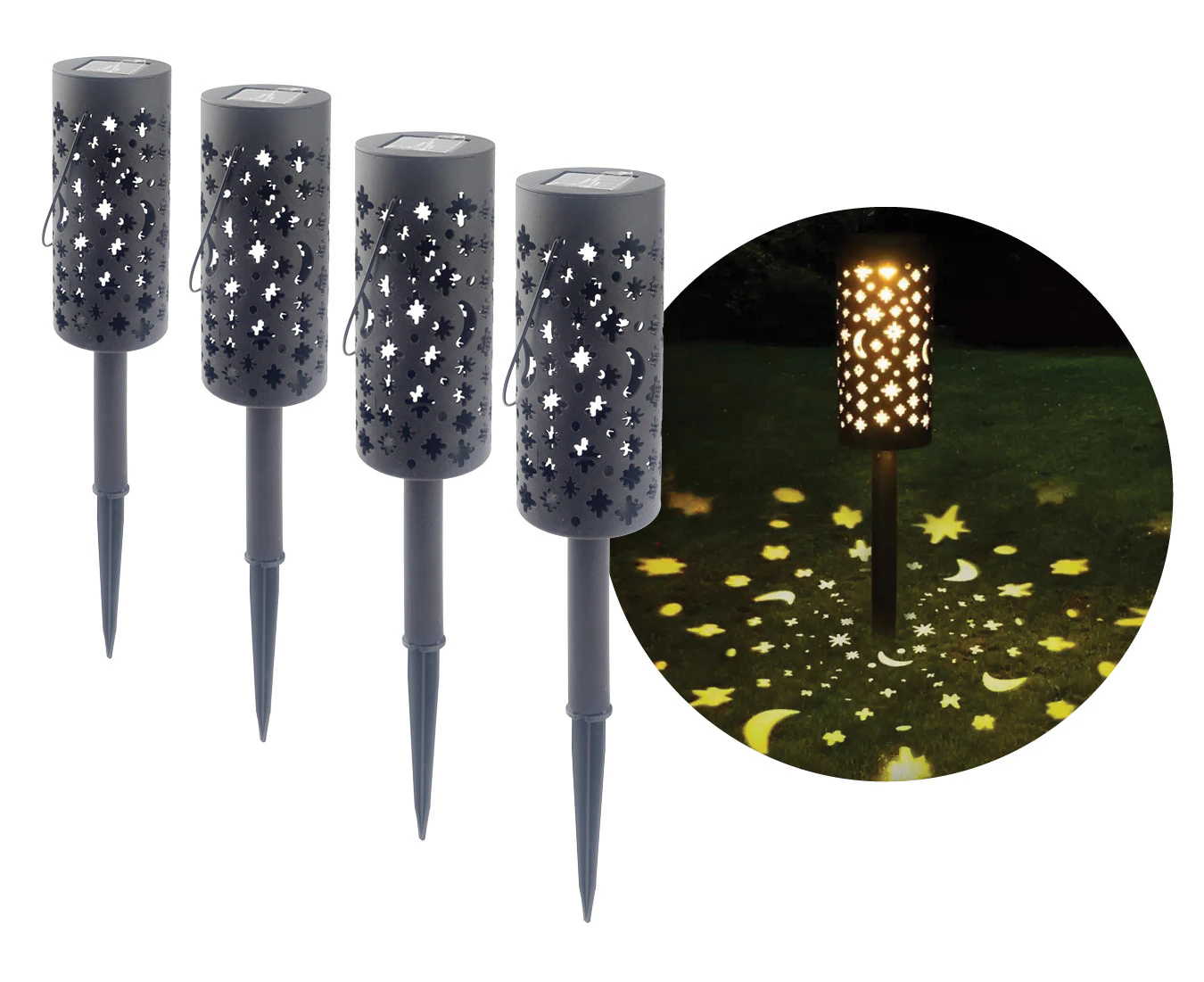 4pk LED Solar Lights Garden Outdoor Star Hollow Pathway Light Landscape Yard Lawn Lighting Waterproof