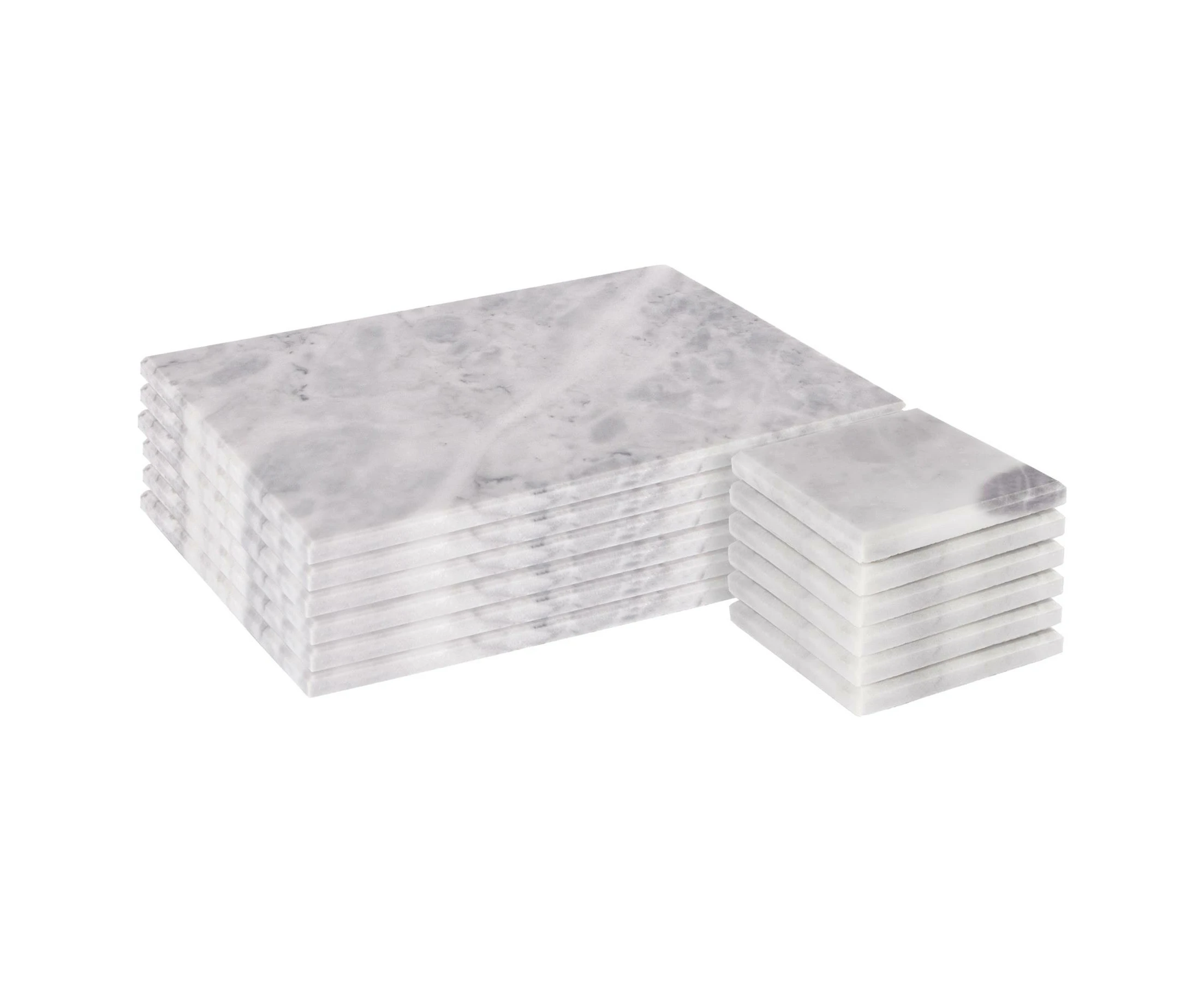 Argon Tableware 12pc Marble Placemats & Square Coasters Set - White