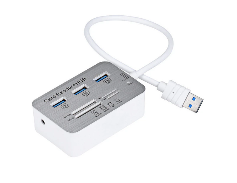 7 In 1 Card Reader with 3 Port USB 3.0 Hub, SD / MS / Micro SD / MMC / M2 / TF Card USB Adapter External SD Card Drive