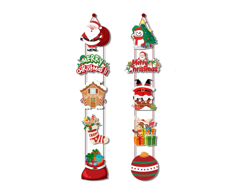 Christmas Porch Hanging Sign Xmas Door Banner Wall Christmas Tree Hanging Party Decoration