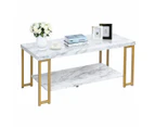 Marble Print Coffee Table Accent Rectangular Cocktail Tea End Table