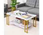 Marble Print Coffee Table Accent Rectangular Cocktail Tea End Table