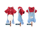 XsDog clothes Washed jeans suspenders shirt Pet summer thin clothes- xs