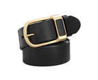 Kings Collection Black Men Genuine Leather Belt Adjustable with Gold Buckle Length 130cm