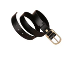 Kings Collection Black Men Genuine Leather Belt Adjustable with Gold Buckle Length 130cm