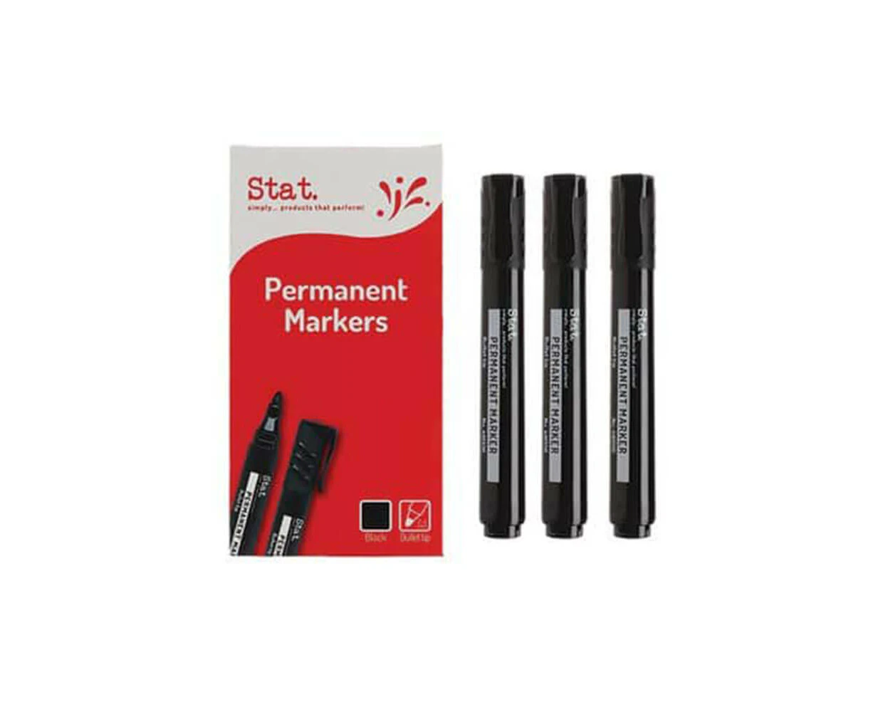 Stat 2.0mm Bullet Nib Permanent Marker 12pcs - Black