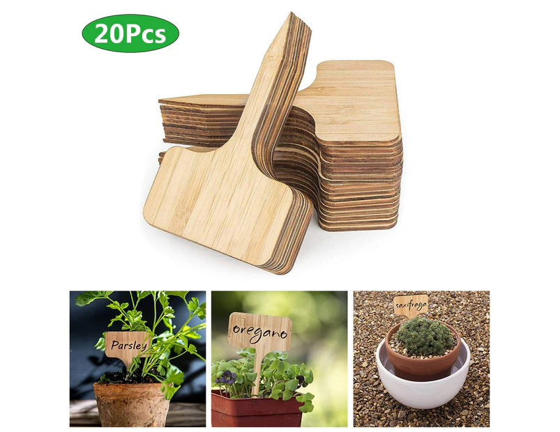 Mbg 20Pcs Bamboo Plant Flower Succulents Labels Tags Garden Nursery Pots Markers-10x6cm