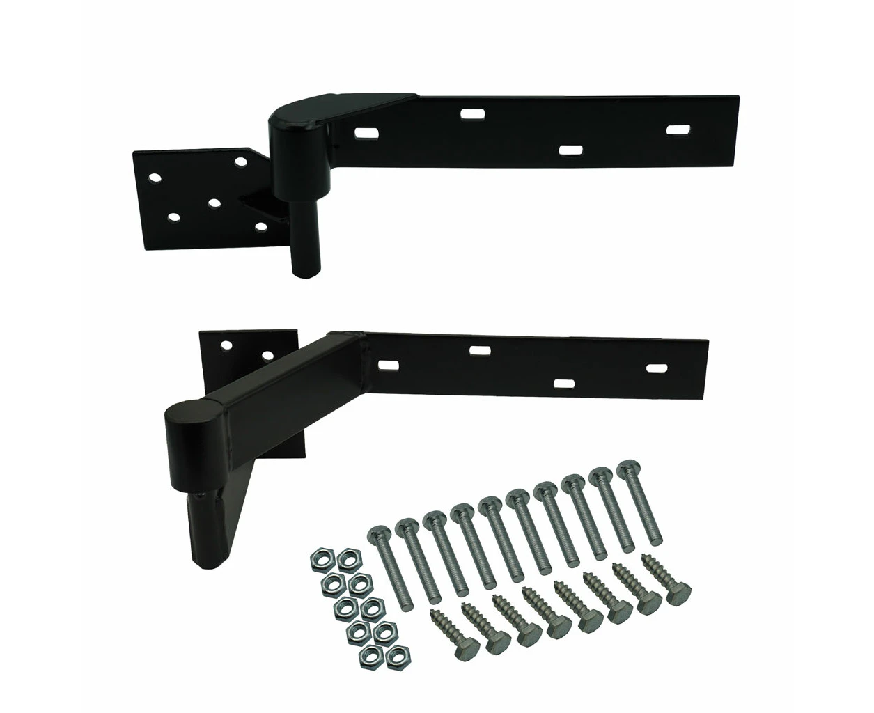 Gate Hinges, Left Side Satin Black Powder Coated Rising Gate Hinges