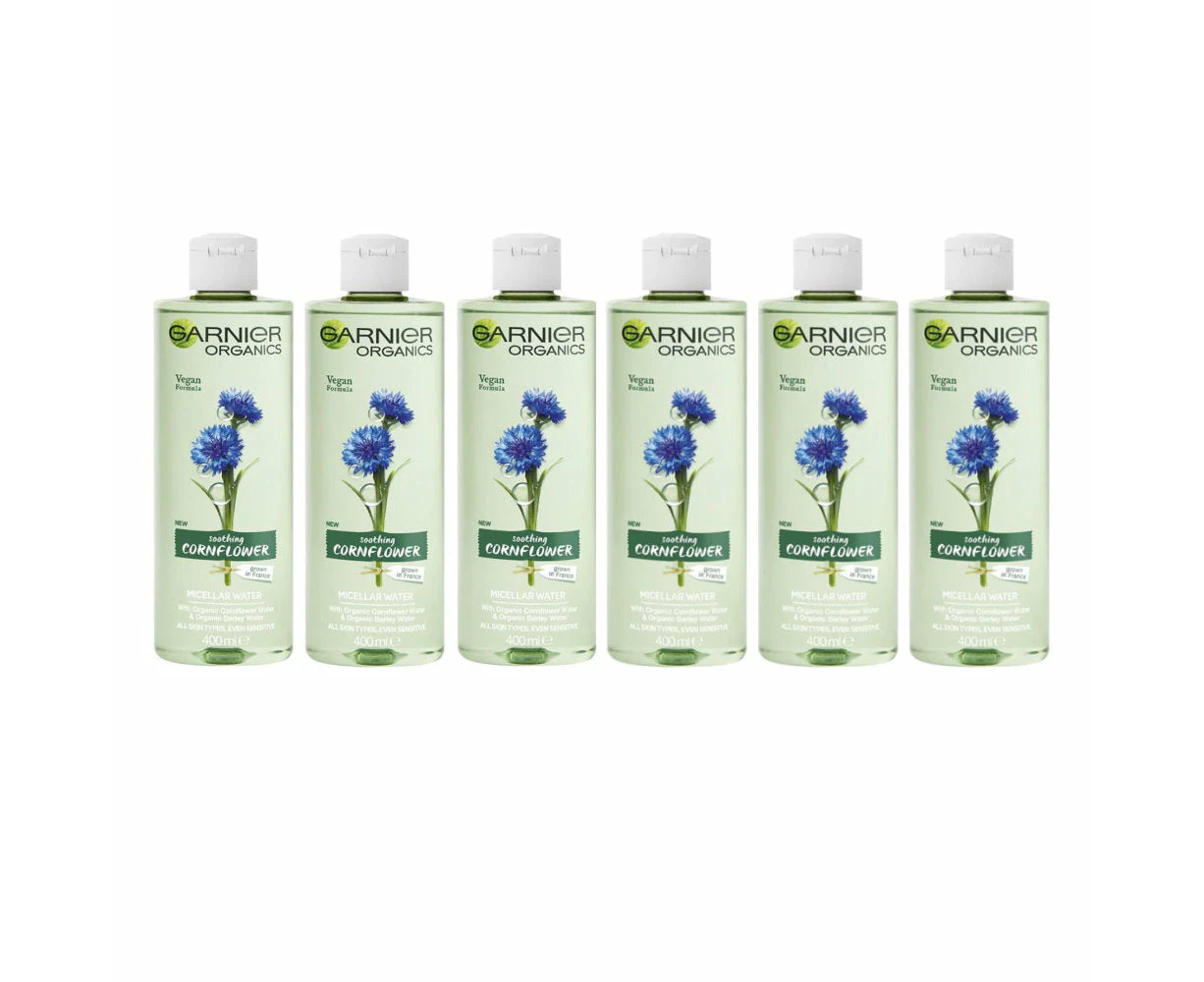 6 x Garnier Organics Soothing Cornflower Micellar Water 400ml