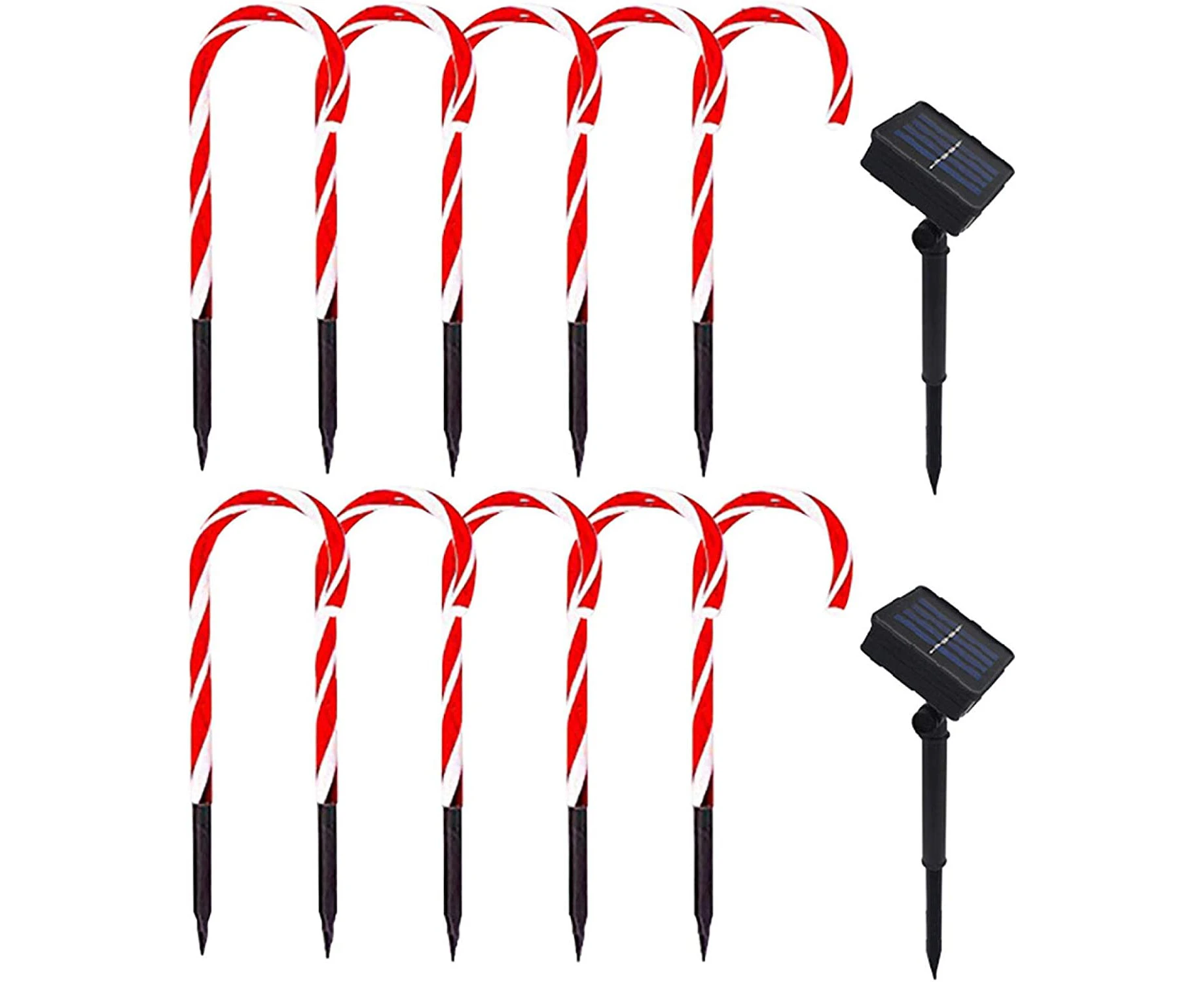 Solar Cane Light 10 Pcs Cane Lights Festival Cane Lights Multifunction Solar Powered Christmas Tree Decoration Ground Light  Decor