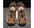 High Quality Full Grain Leather Fashion Design Casual Shoes Handmade Leather Men'S Sandals Blue
