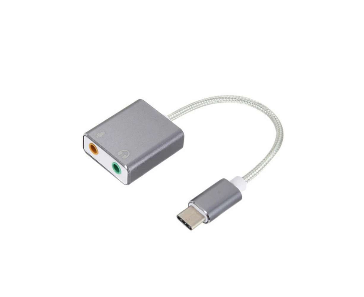 7.1 External Type C USB Sound Card for Macbook Pro Air 3.5mm Audio Mic Adapter - Silver