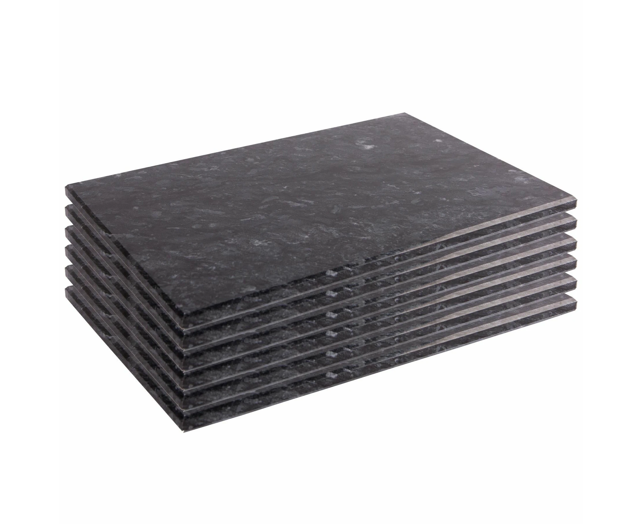 Argon Tableware Marble Rectangle Placemats - 30cm x 20cm - Black - Pack of 6