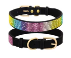 Soft Suede Leather Rhinestone Dog Collar