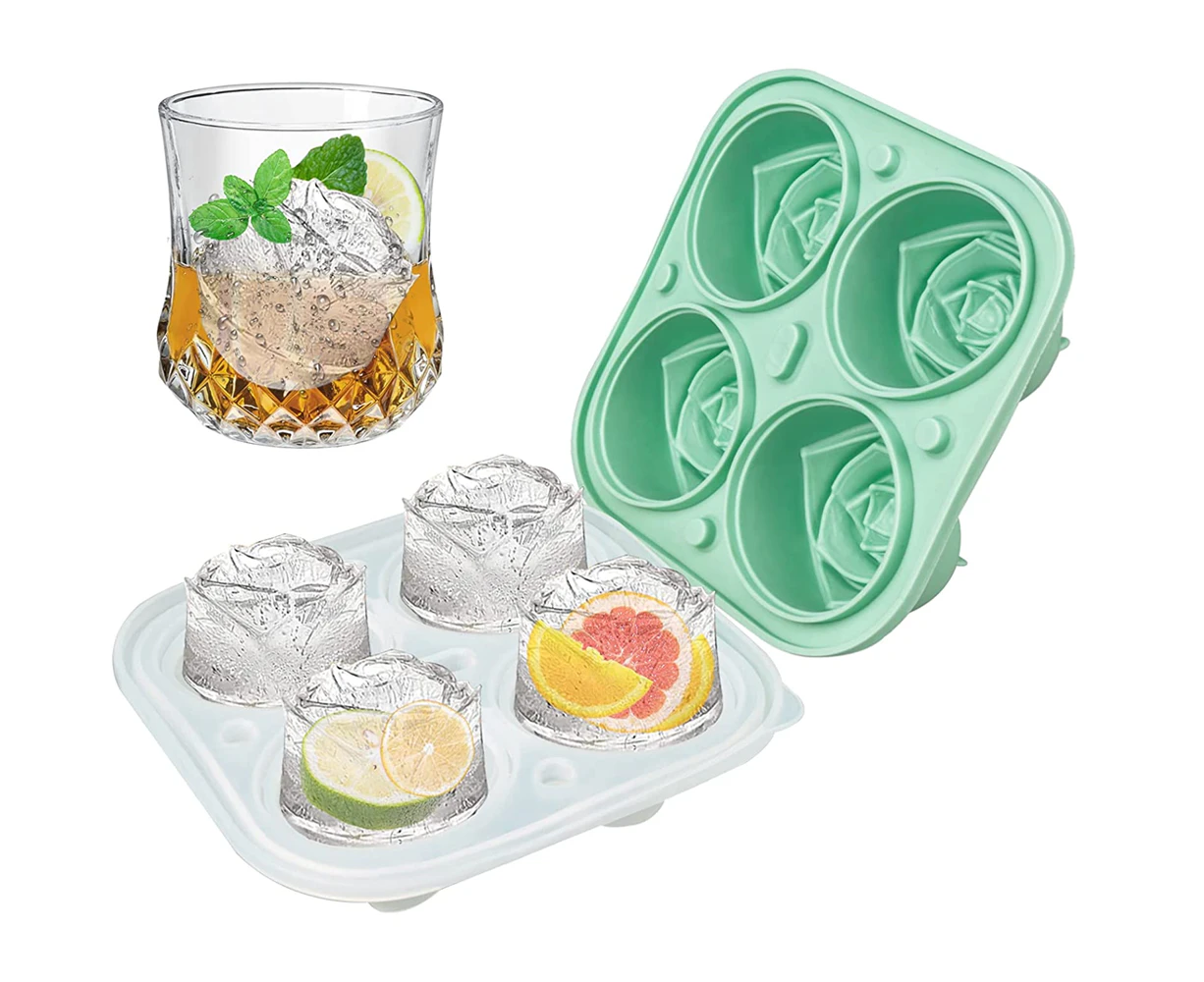 Rose Ice Cube Trays Mold - Ice Cube Maker And Easier Release Molds For Cocktails, Whiskey, Juice-Green