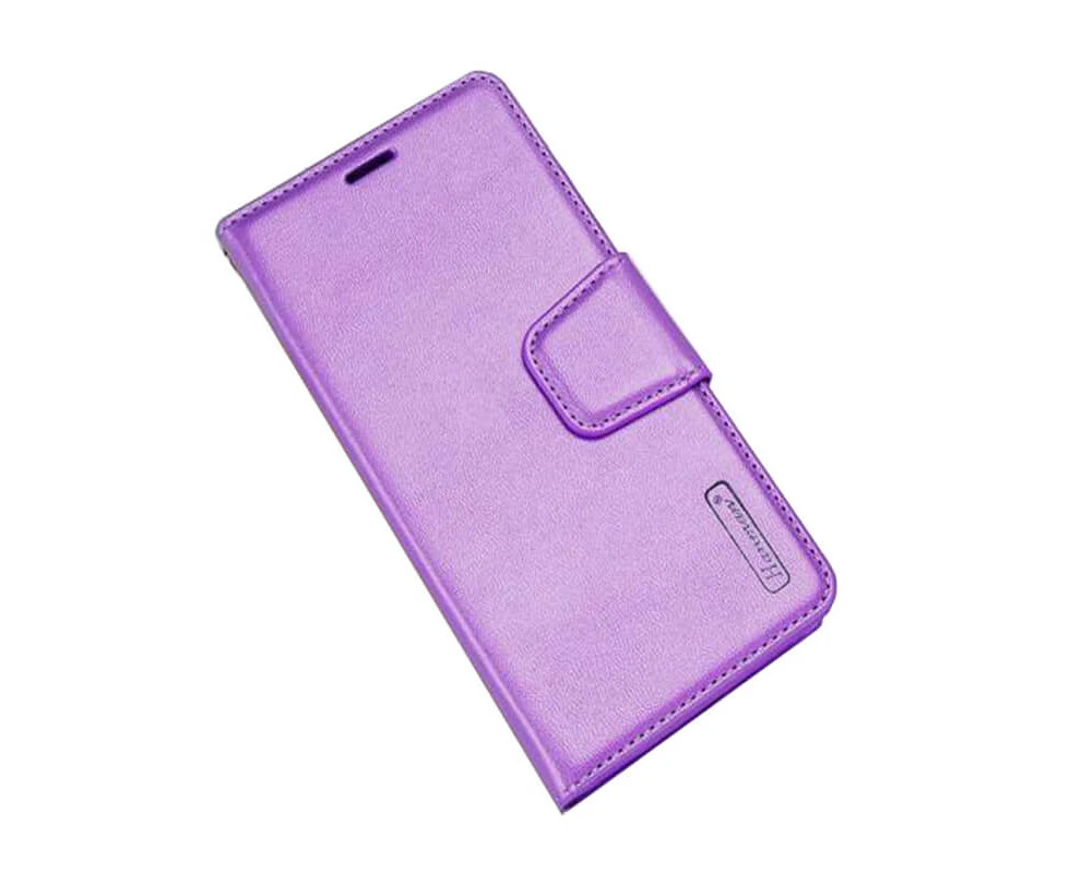 For Apple iPhone 14 Case, Hanman Wallet Leather Flip Magnetic Stand Case Cover (Purple)