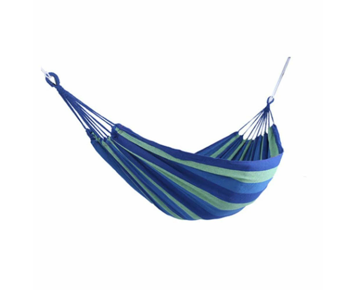 （Blue）Double Hanging Hammock Outdoor Garden Travel Beach Swinging Bed Camping