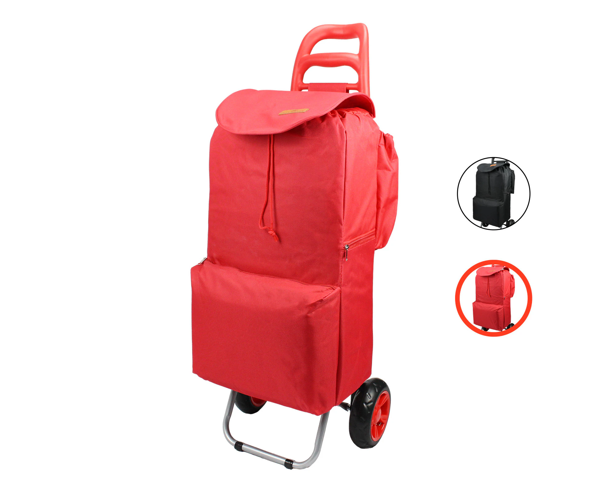 Foldable Shopping Trolley Aluminium Utility Cart Grocery Waterproof Bag Luggage - Red