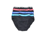 4 Pairs X Bonds Mens Hipster Briefs Black With Multicoloured Band As1 Cotton - Black with Multicoloured Band