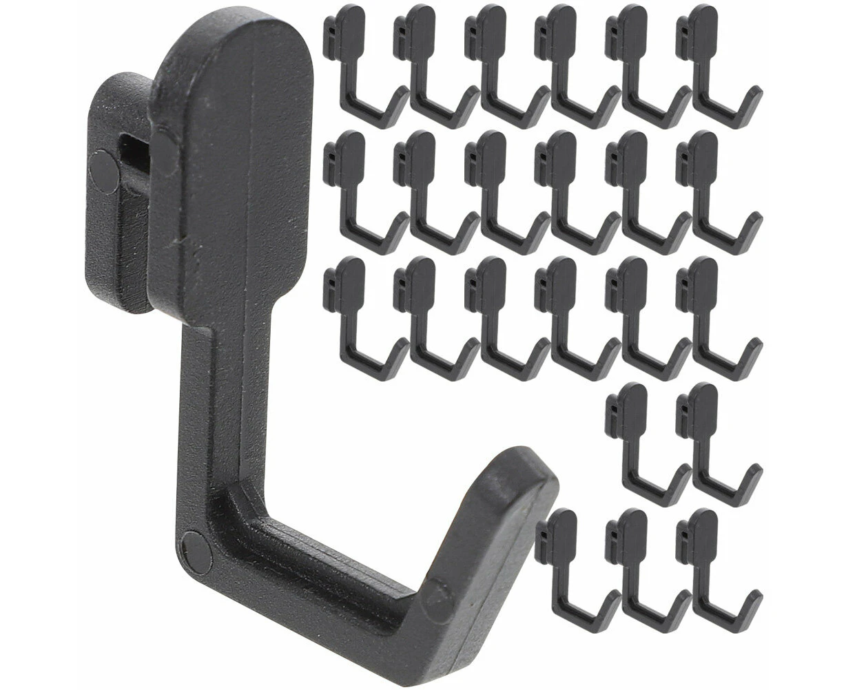 Plastic Pegboard Hooks J Shape Pegboard Hook Peg Board Tool Organizer(Black)