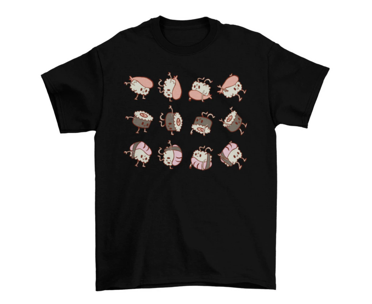 Cute Sushi Rolls and Nigiri Food T-Shirt - Unique Designs T-Shirt - Clear