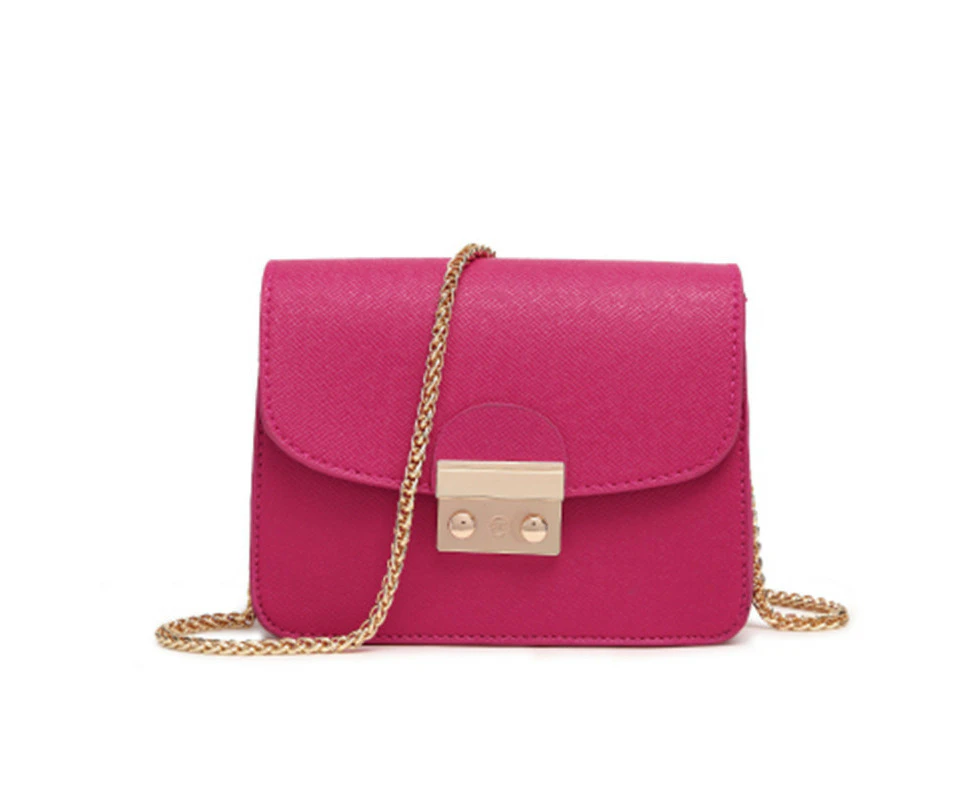 Women Evening Chain Bags Crossbody Bag Chain Purse Clutch--Rose Red