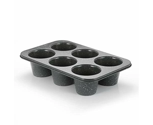 Deep Muffin Tin - 6-Cup 3.5-Inch Muffin Pan, Carbon Steel with Non-Stick Coating