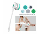 Electric Bath Brush Shower Cleaning Body Massage Brush Multifunctional Spinning Spa Brush Waterproof Long Handle Back Rubbing - Green