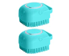 2Pcs Silicone Exfoliating Body Scrubber Exfoliating Shower Brush Massage Bathing Brush-Blue