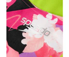 Speedo Girl's Punk Floral Lane Line Back Swimsuit - Pink/ White/ Black/ Lime