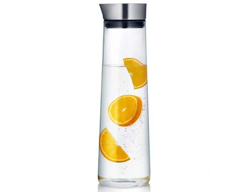 1.5L Round Glass Water Bottle Stainless Lid Glass Carafe for Water Juice Wine