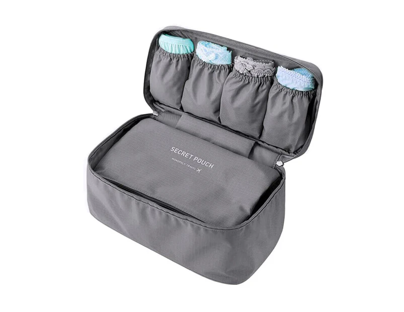 Women Waterproof Oxford Bra Socks Storage Bag Portable Travel Luggage Organizer-Gray