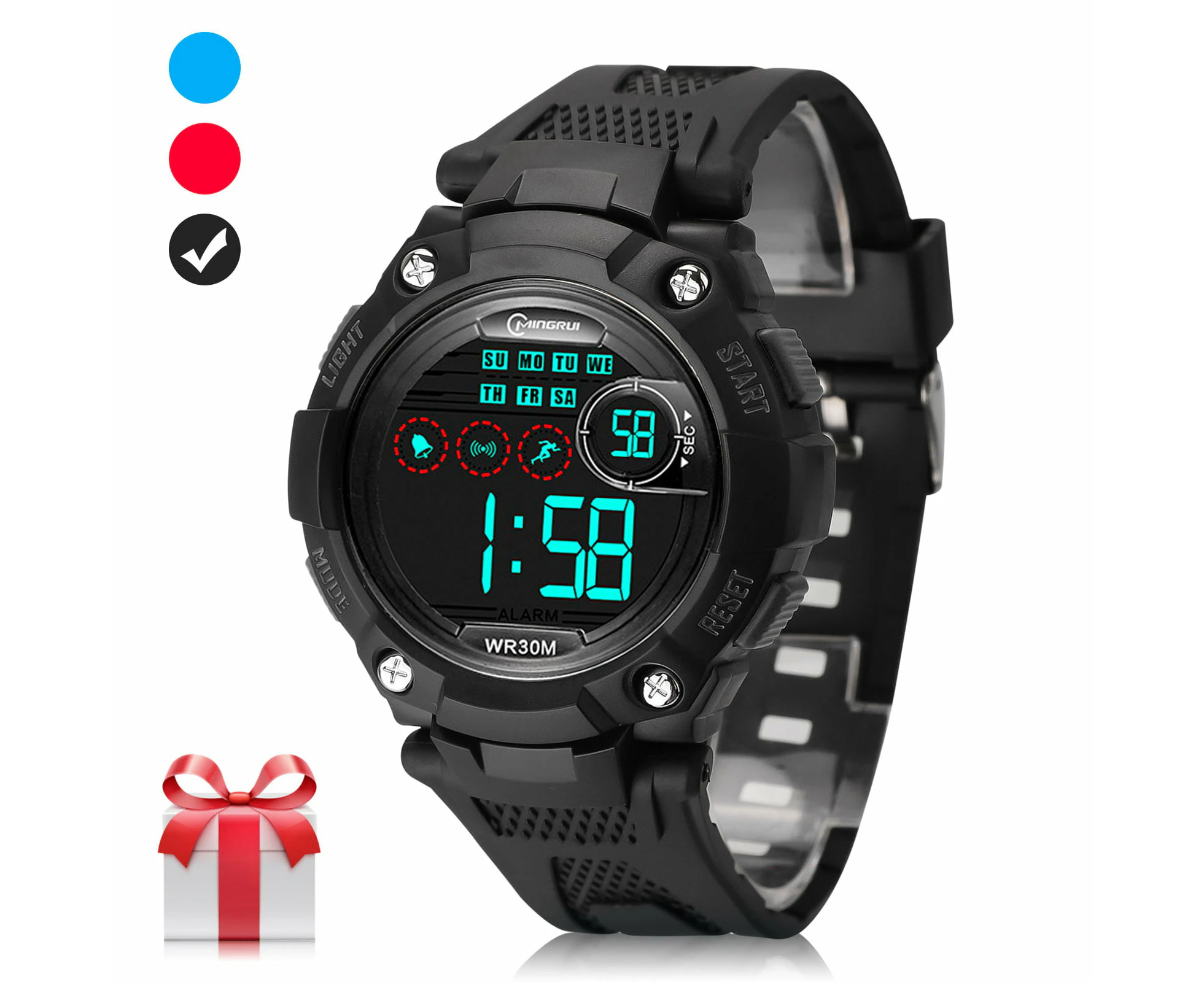 Kids Sport Watches,Multi-Function 30M Waterproof Watch Led Digital Double Action Watch Electronic Watches Kids Boy Girl Gift,Type B Blue