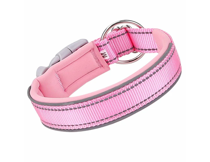 Reflective Heavy Duty Dog Collar - Pink