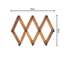 10-Hook Rustic Wood Wall-Mounted Expandable Coat Rack, Brown-