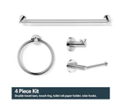 4-piece Bathroom Hardware Set Robe Hook Hand Towel holder hanger Toilet Paper Roll holder Chrome